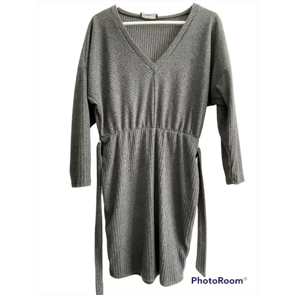 ✨Lulus Zariah Charcoal Grey Ribbed Knit Bodycon Sweater Dress NWOT Medium - Picture 6 of 6